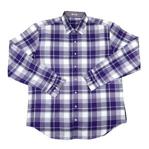 Bugatchi Uomo Men's Long Sleeve Button Up Purple/White/Lavender Dress Shirt XXL.